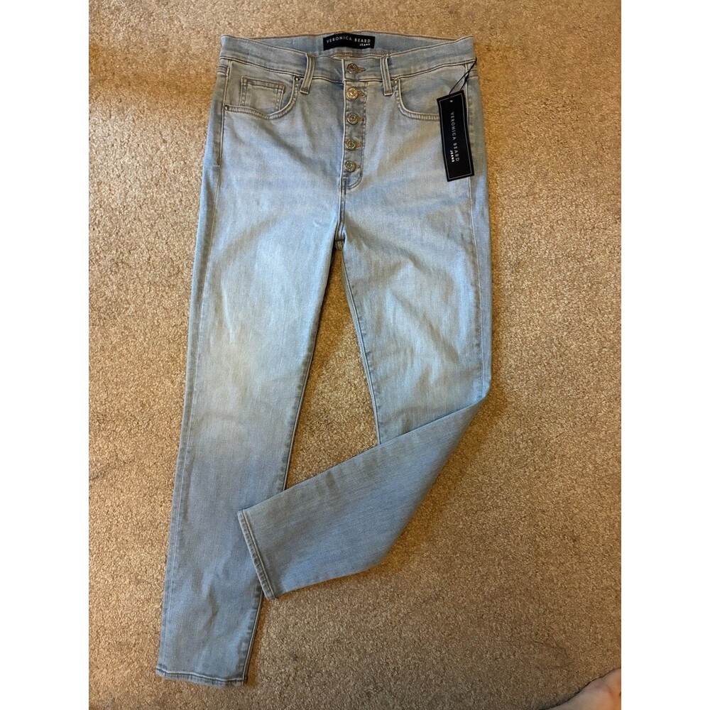 Veronica Beard Jeans Debbie Skinny Size 31 12 High Rise Pale Stone NWT